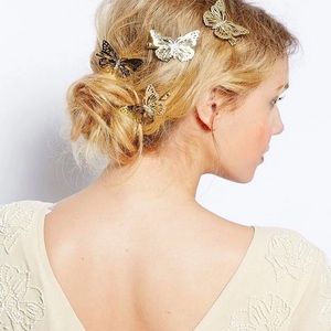 Set of 2 Gold Butterfly Hair Pins